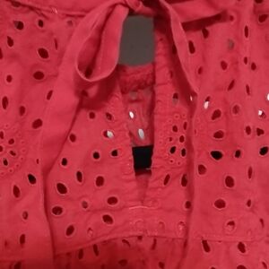 Madewell Vibrant Red Eyelet Blouse